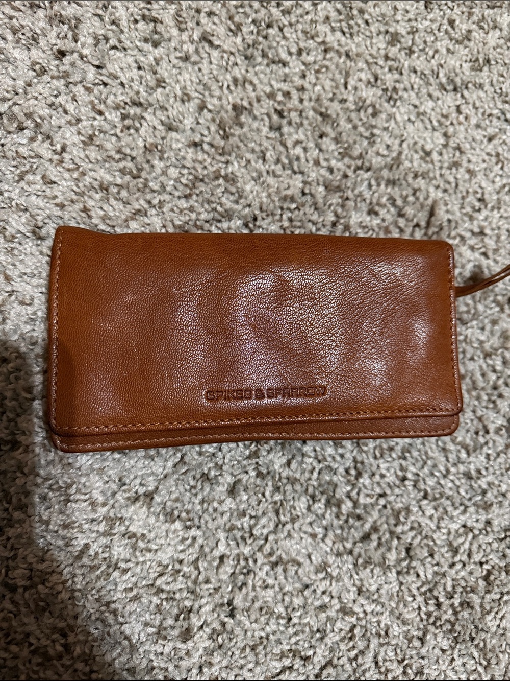 Stitched & Sparrow Cognac Leather Zip Wallet